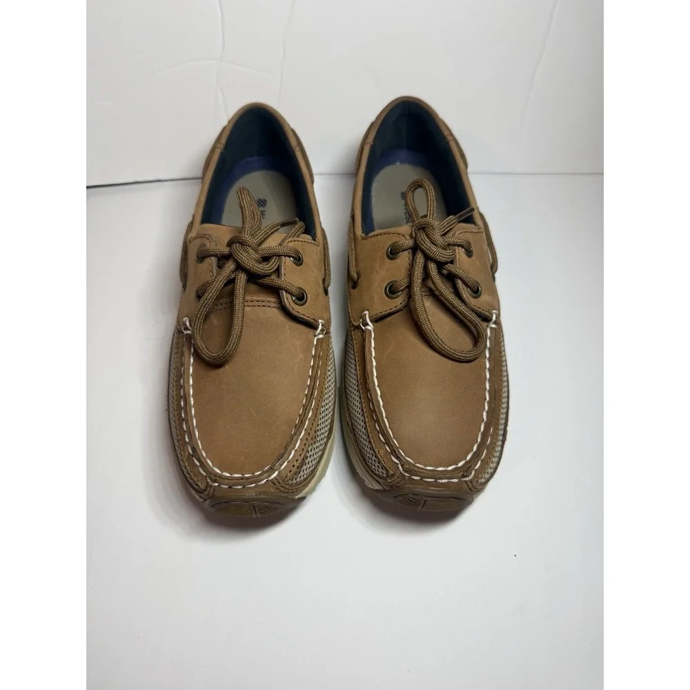 West Marine Mens Classic Comfort Mocs Tan Leather Boat Shoes Men's Size 7